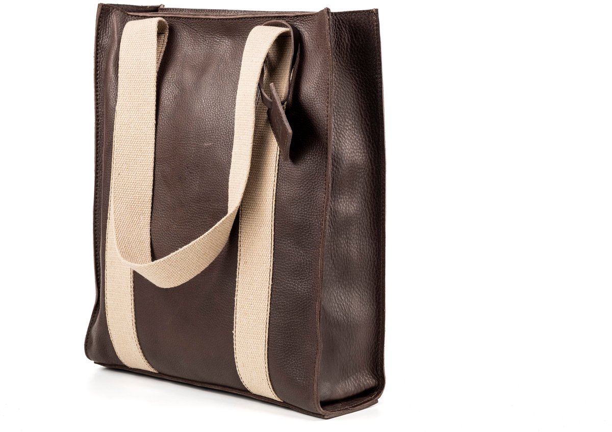 Leather Tote Coffee Manhattan Collection
