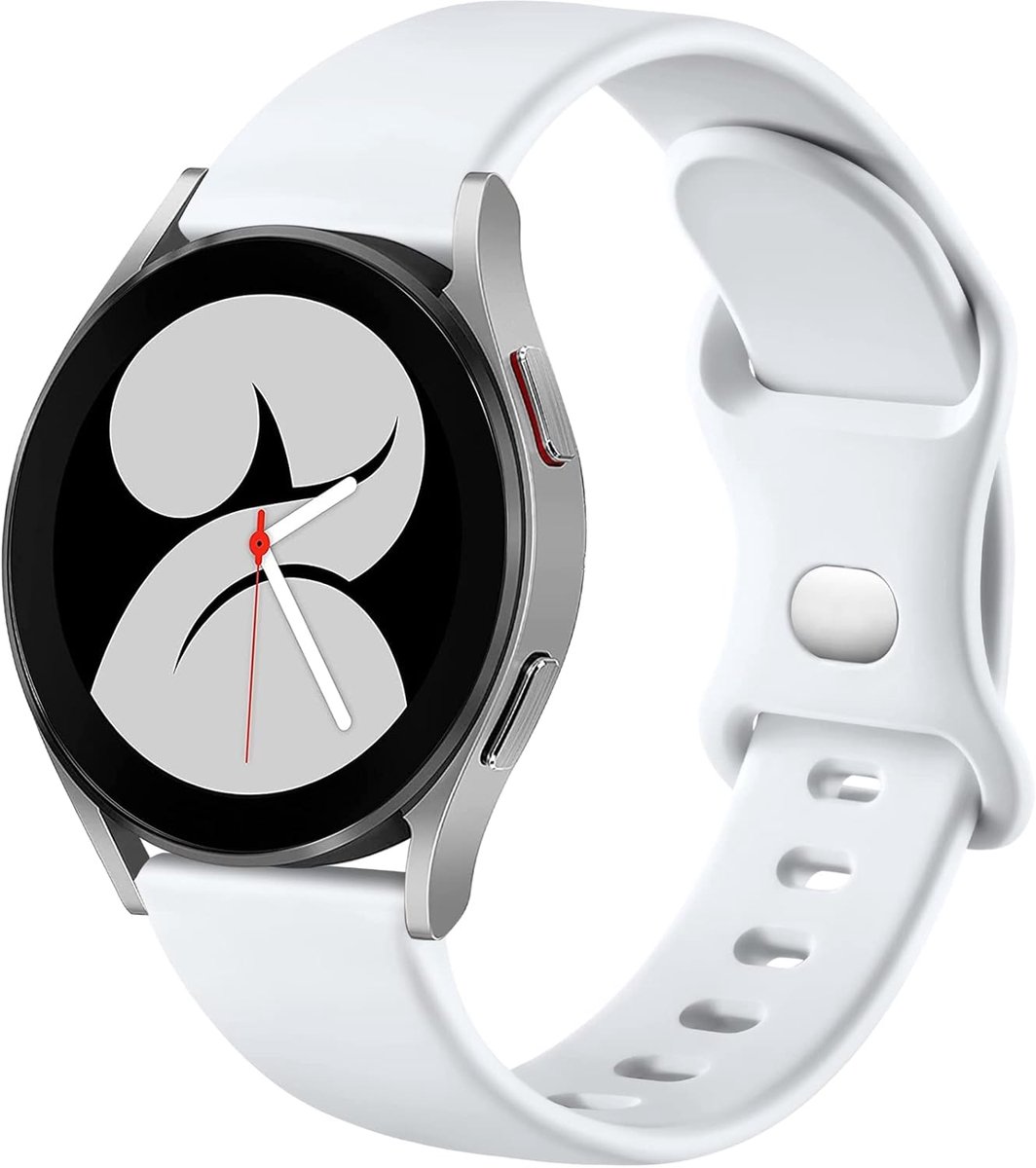 SnelShoppen - Silicone Sport Armband voor Smartwatch - Compatibel met Galaxy Watch Active 2, 3, 4 en Huawei - 20mm Wit - Ideaal voor Sport en Dagelijk