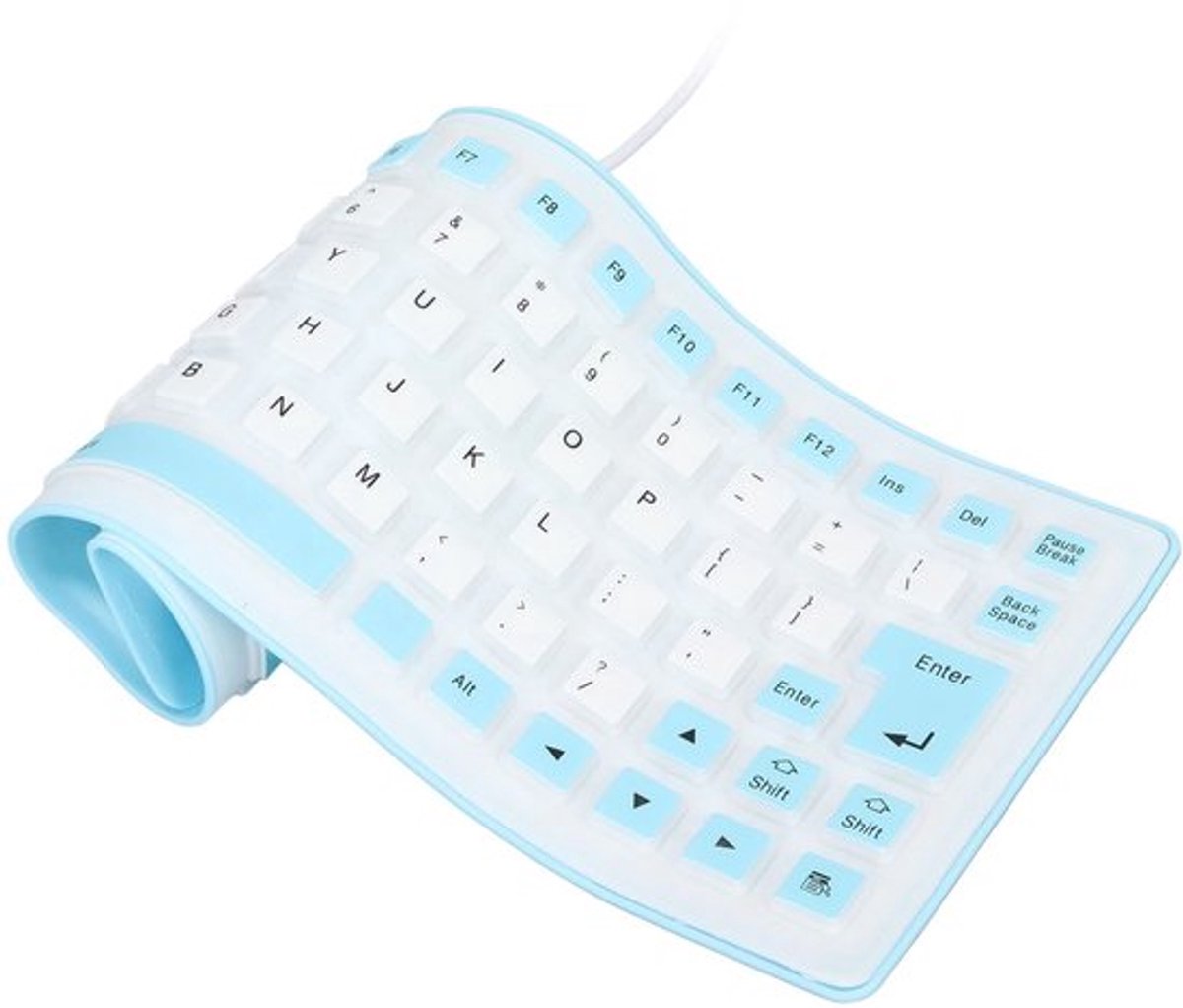 Opvouwbaar Siliconen Toetsenbord - Draagbaar - Waterdicht - Flexibel - USB Bedraad Toetsenbord voor Pc Laptop - Blauw