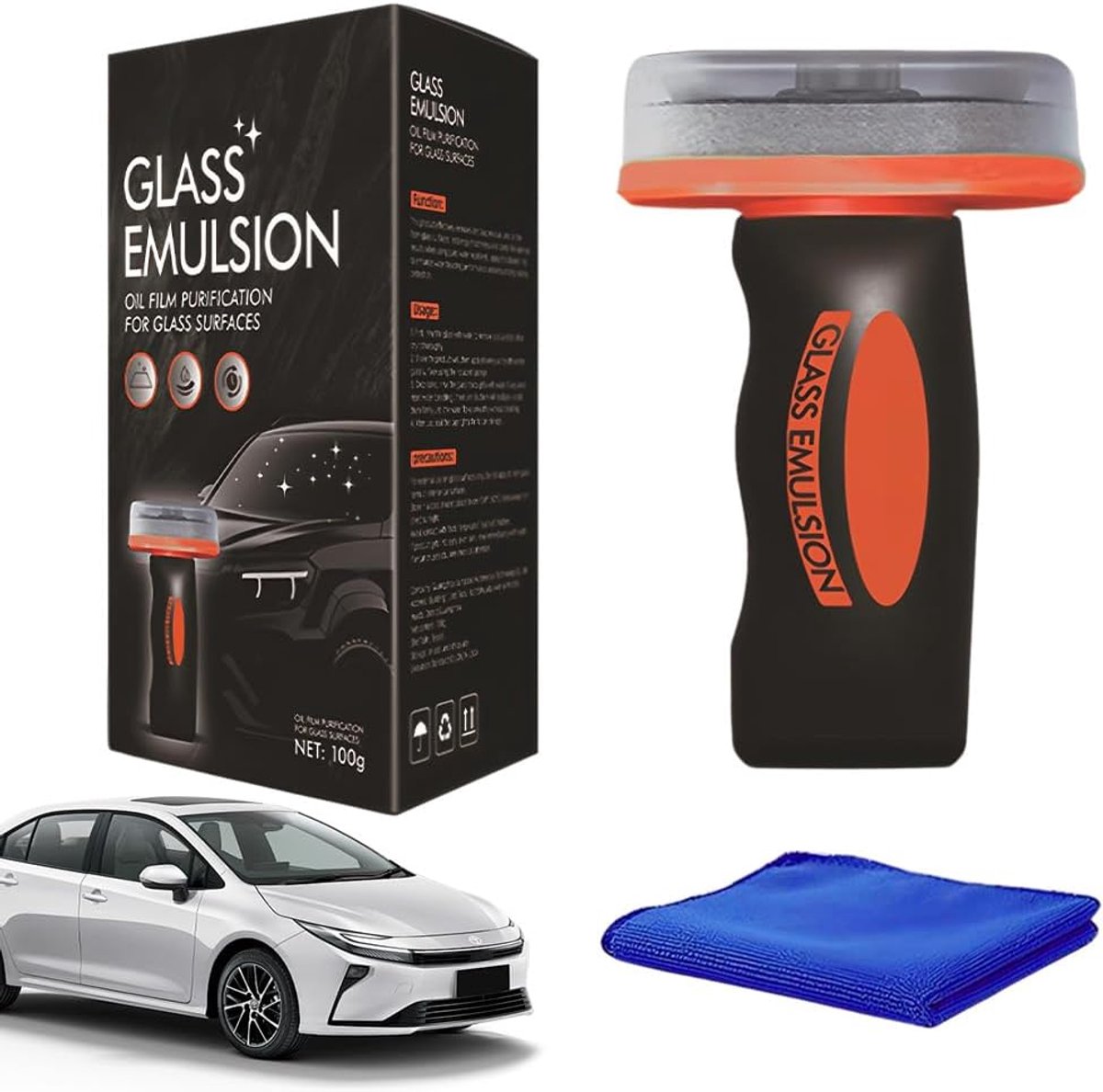 SnelShoppen - Handheld Glas Emulsie Cleaner, Ruitenreiniger Auto, Voorruit Reiniger, Oliefilm Verwijderaar, Auto Glas Cleaner, Handheld Olie Film Remo