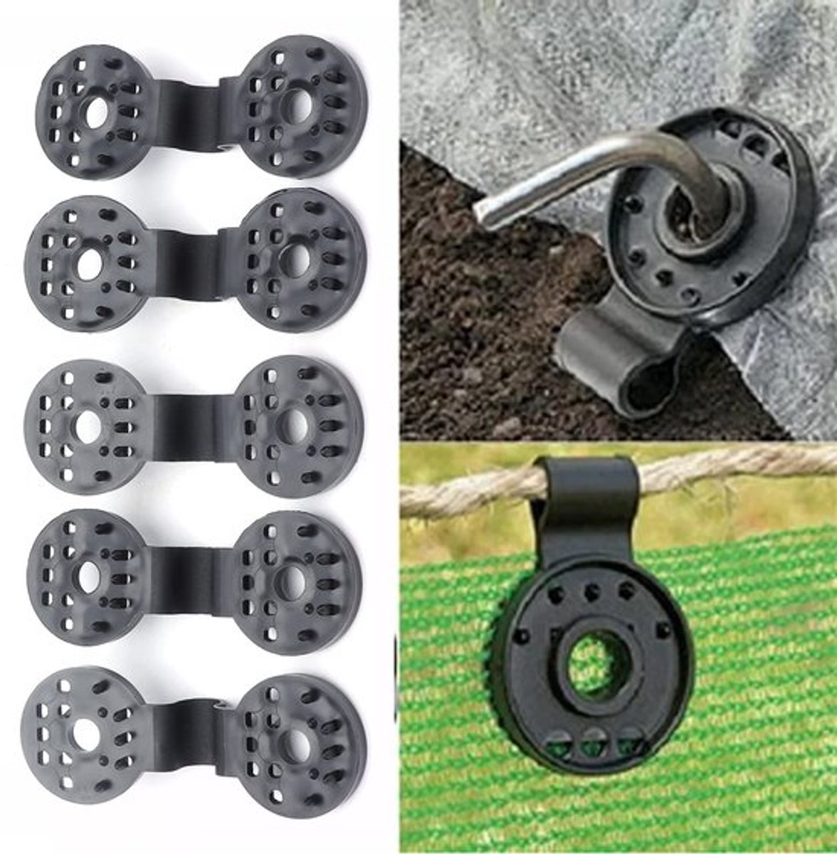 Dailygoods- Schaduwmes-clips 20 stuks - Ronde Schaduwdoek/Bevestigingsclips - Kunststof - Zwarte Kasklemmen - Gereedschap-Accessoires - Duurzaam en Robuust