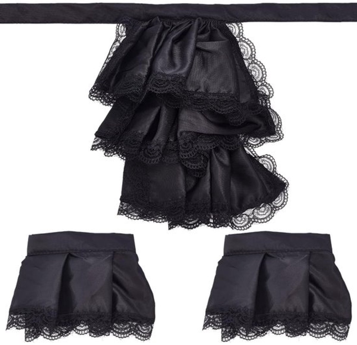 Jabot set met kanten ruches - Kraag - Manchetten - Kostuumaccessoire - Cosplay - Carnaval