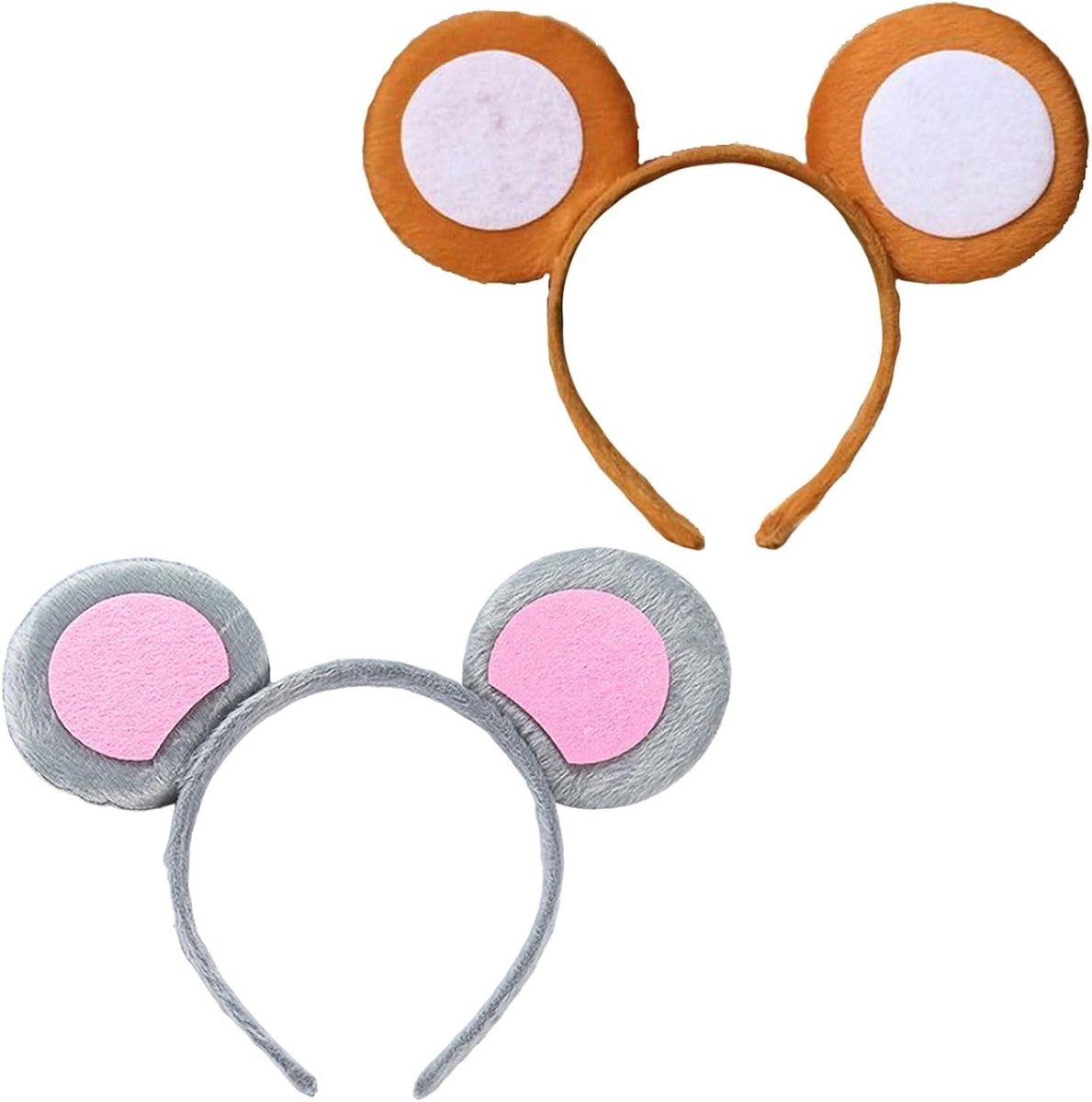 Set van 2 Haarbanden met Muizenoortjes voor Kinderen en Volwassenen - Dierenkostuum Accessoires voor Carnaval en Feestjes