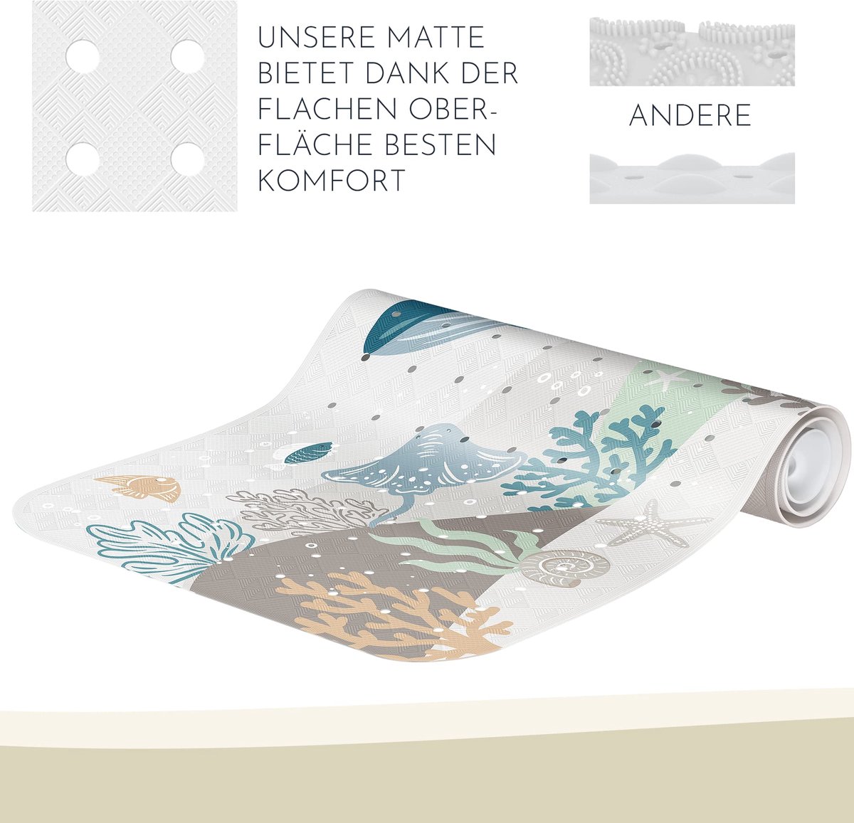 SnelShoppen - Antislip Badmat Kinderen - Badkamermat 100x40cm | Antibacterieel, Schimmelwerend, Inclusief 2 Ophanghaken, Wasmachinebestendig