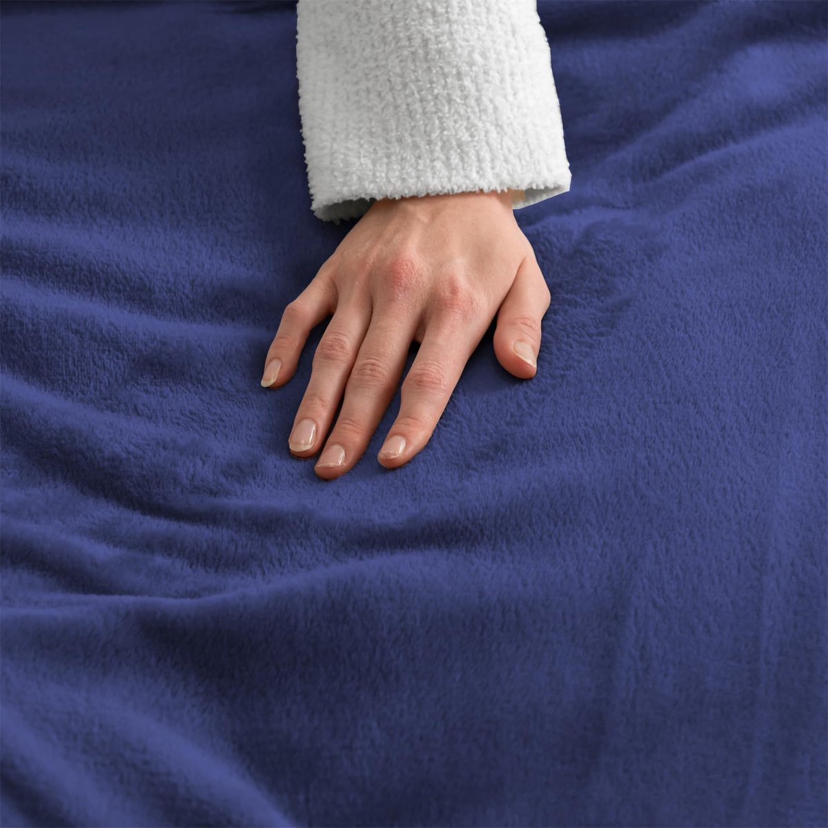 SnelShoppen - Good Nite Fleece Deken, Pluizige Plaid, 230 x 270 cm, Flanellen Warme Zachte Plaid voor Bank of Sprei, Marineblauw, Super Kingsize