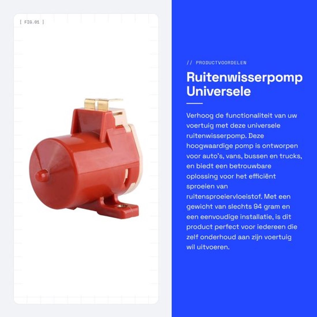Ruitenwisserpomp Universeel - Ruitenwissermotor - Voorruit Sproeier - Auto/Bus/Truck - Eenvoudige Installatie - Metaal/Kunststof - Ruitensproeierpomp