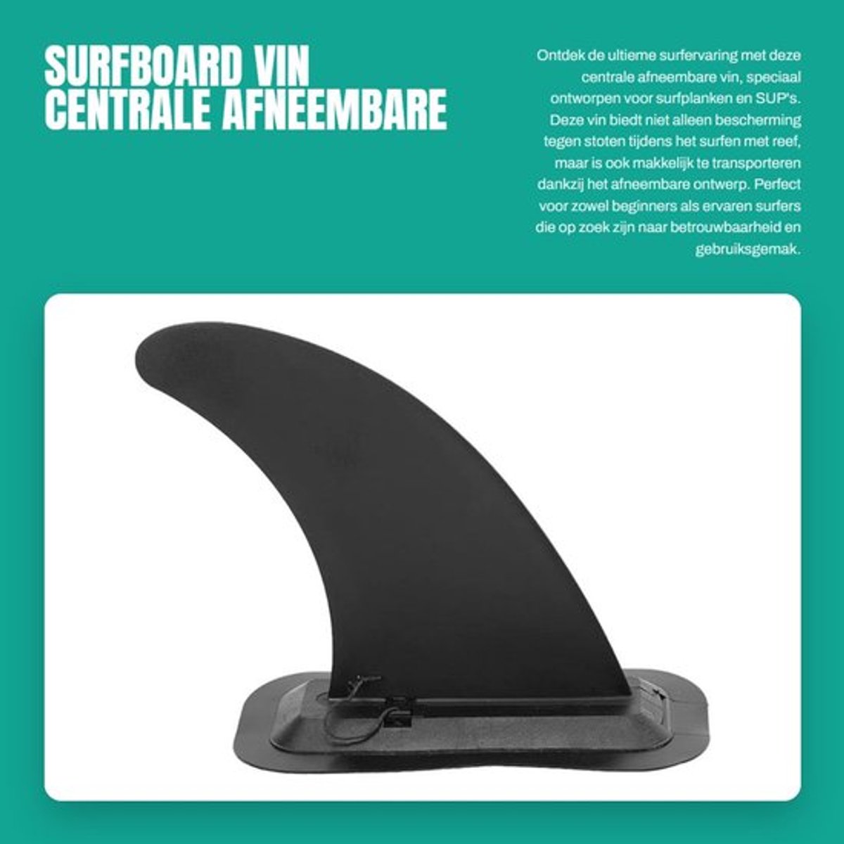 Vinnen Centrale Afneembaar - Surfboard/SUP - Schokbestendig - Hoogwaardig PVC - Sterk/Duurzaam - Bevestigingsclip - Surfvin