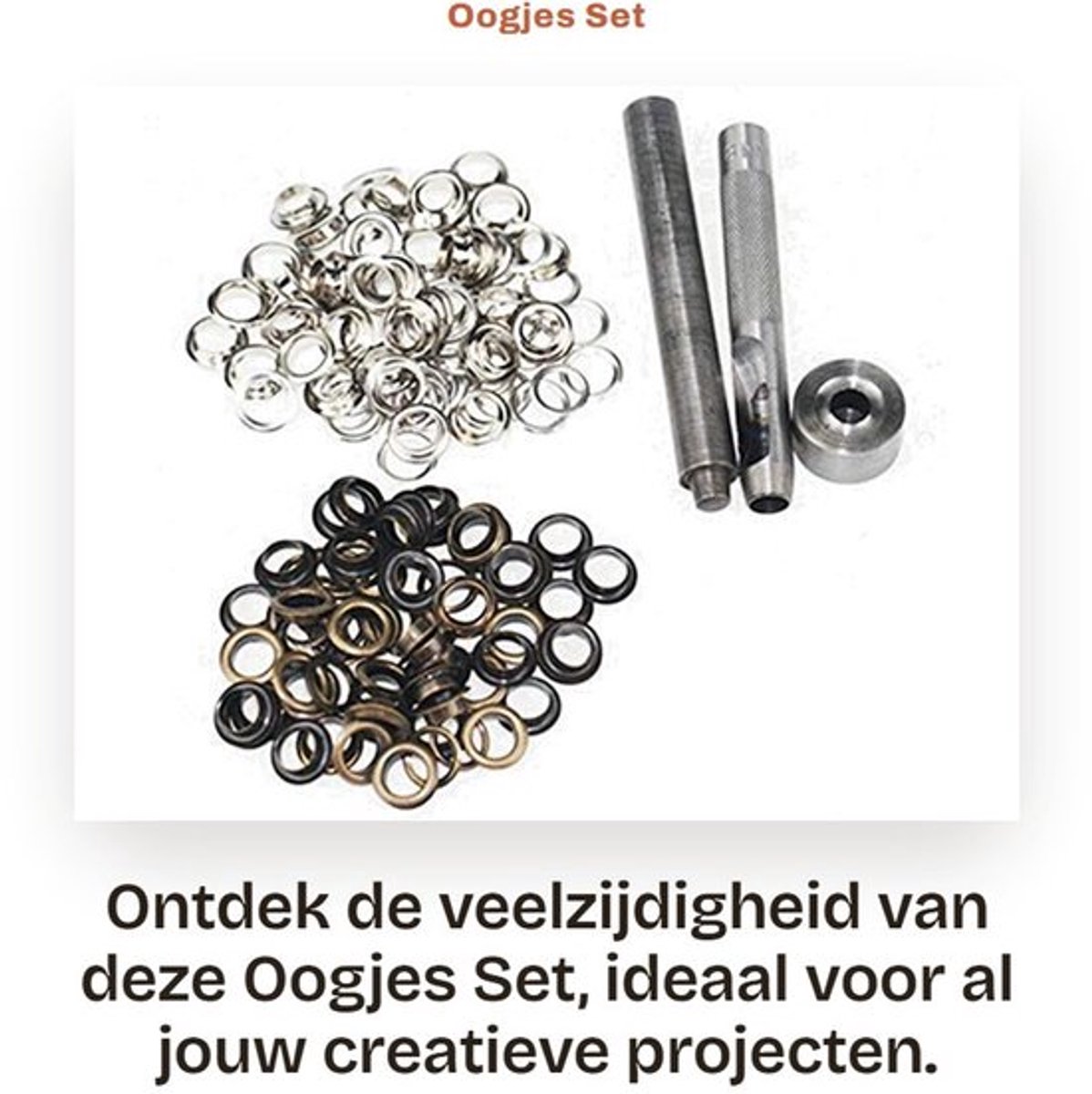 Oogjes Set 100 Stuks - Grommet Kit - Oogjestang Inclusief Oogjes - Messing Effect - Zilver/Brons - Perfect voor Knutselen - Grommets