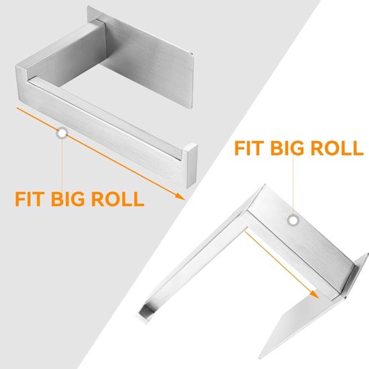Toiletrolhouder Roestvrij Staal - Zelfklevend - Zonder Boren - Modern Design - Vierkant - Geschikt voor Badkamer en Keuken - Toiletpapierhouder