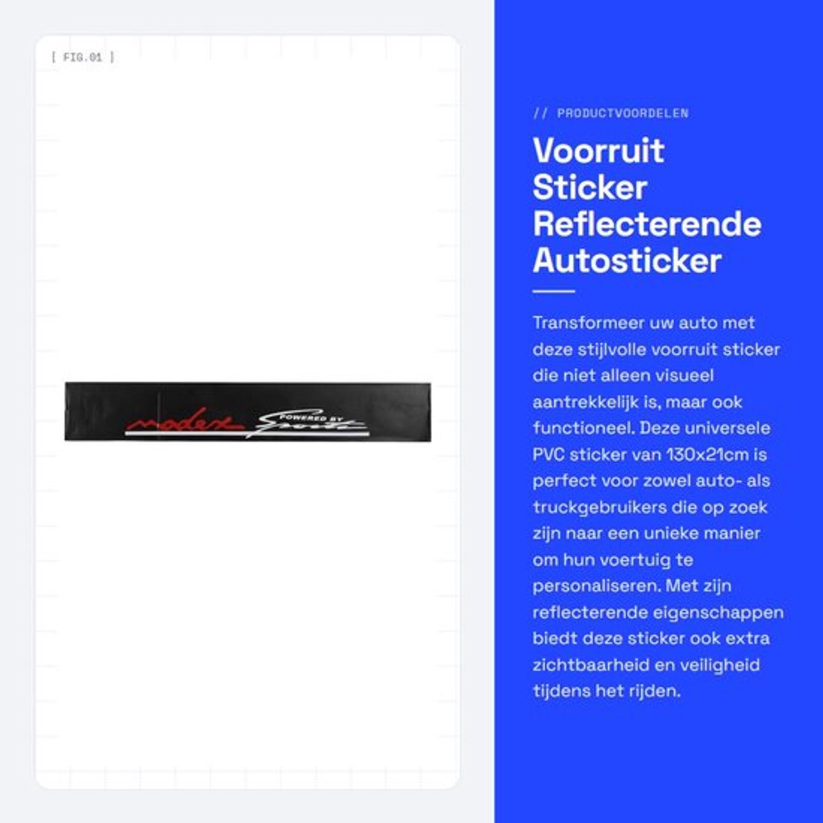 Voorruit Sticker 130x21cm - Universele Autosticker - PVC Materiaal - Reflecterende Sticker - Decoratieve Sticker - Inclusief Schraper