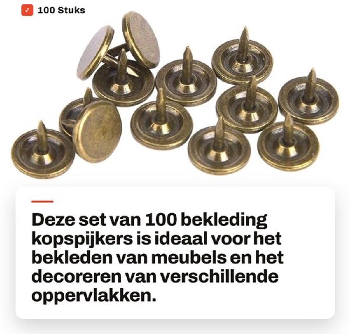 Kopspijkers 100 Stuks - Bekledingsspijkers - Antieke Stijl - Duurzaam Ijzer - Platte Kop - Meubel Decoratie - Bekledingsnagels