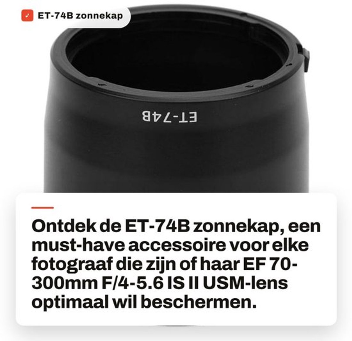 Zonnekap Regendicht - Compatibel met EF 70-300mm F/4-5.6 IS II USM - Kunststof - Zwart - Voorkomt Lichtinval - Beschermt Lens tegen Krassen - Lenshood