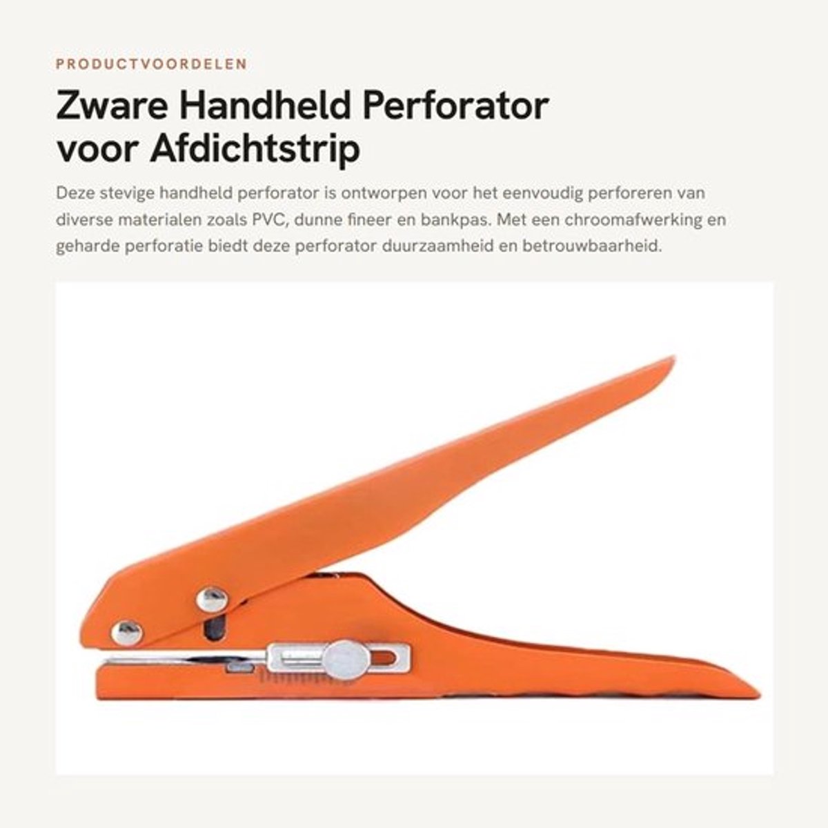 Perforator Zware Perforator - Handheld Kantenbandponstang - Ergonomisch Ontwerp - 10 mm Gatdiameter - Duurzaam - Chroomplating - Pons