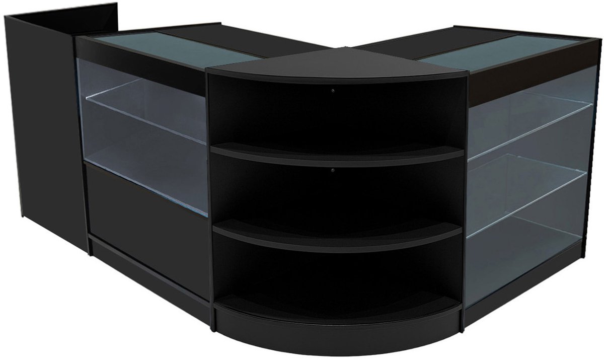 Theia led-winkeltoonbankset - zwart - 90x60x90 & 60x60x90 cm - 4-delig