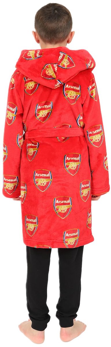 SnelShoppen - Officiële Fleece Badjas voor Jongens met Capuchon, Rood, 13-14 Jaar, Perfect voor Thuis of Sport, Comfortabele en Warme Kinderbadjas
