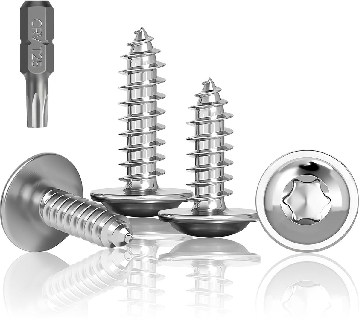 120 Stuks M5x16mm Rvs Zelftappende Schroeven met Ring, Volledige Draad Torx Schroeven voor Hout, Vervangingsschroeven voor Bouwprojecten
