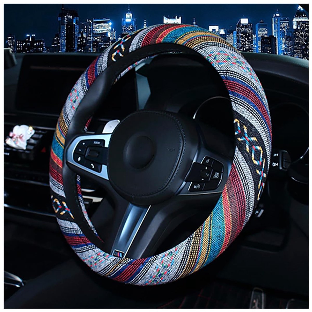 Dailygoods - Stuurhoes - Etnische stijl - Zacht en comfortabel - Universeel - Zweetabsorptie - Geschikt voor auto's en vrachtwagens - D-model