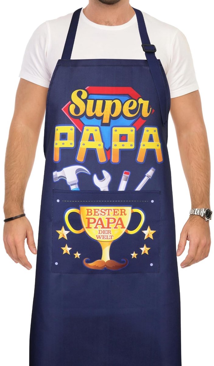 Dailygoods- Barbecueschort Waterdicht - Kookschort Heren - Grappig Cadeau - Verstelbaar - Polyester/Katoen - Bester Papa der Welt