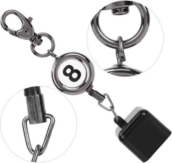 Keuhouder Keu - Krijthouder Accessoire - Biljart Spel - Intrekbaar Koord - 6 x 4 x 4 cm - Zwart — afbeelding 5