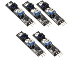 Lijn Tracking Sensor - IR Reflectie Module - Elektronica Projecten - Instelbare Gevoeligheid - 5 Stuks - Groen