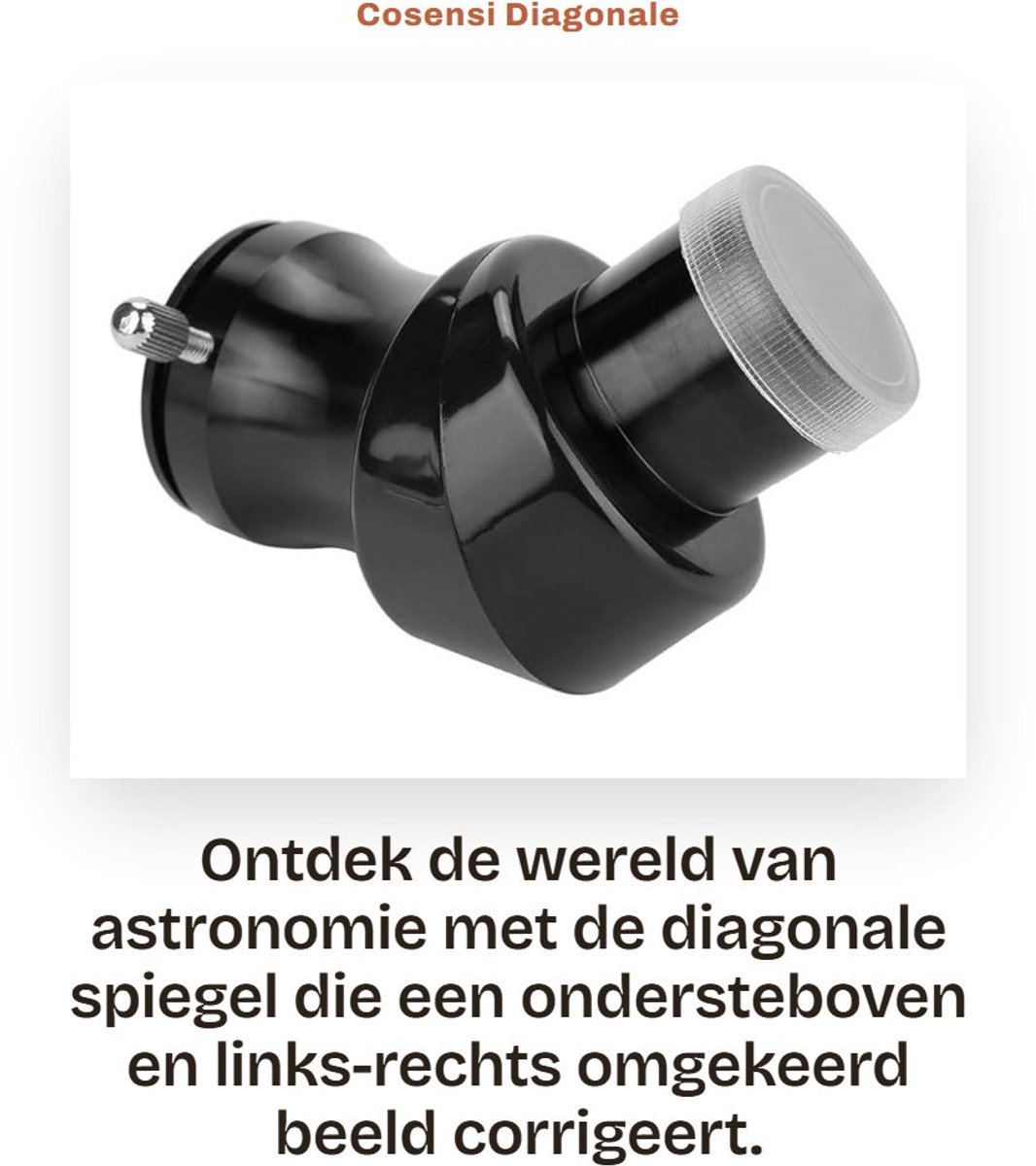 Dailygoods- Diagonale Spiegel - Correctie Ondersteboven Beeld - 1,25 Inch Telescoopoculair - Kunststof Behuizing - Optische Glazen Lens - 45 Graden Hoek - Telescoop