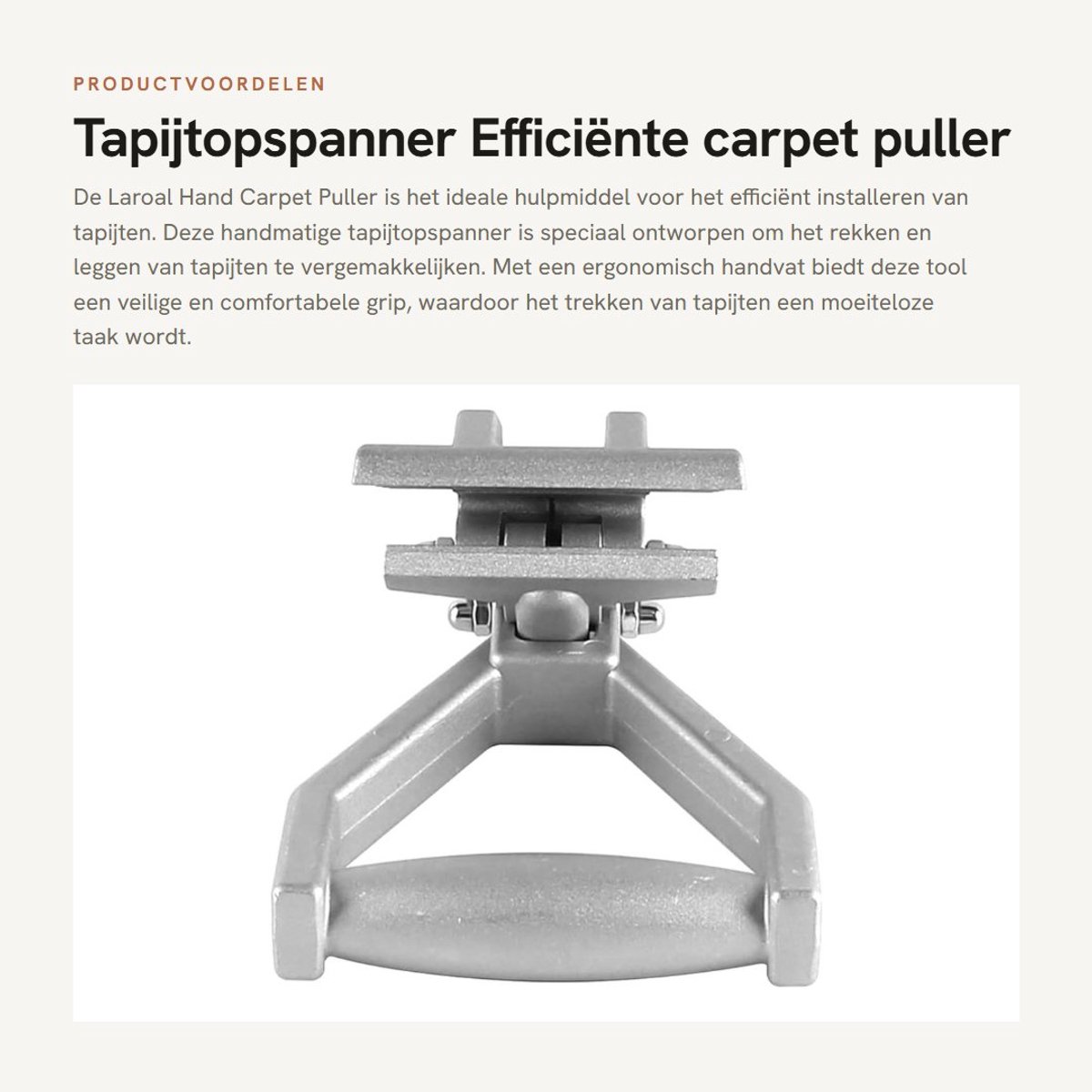 Dailygoods- Tapijt Trekker Ergonomisch Handvat - Handgereedschap - Vloerbedekking - Klemmechanisme - Efficiënte Installatie - 9,7 x 18,8 cm - Tapijtinstallatietool