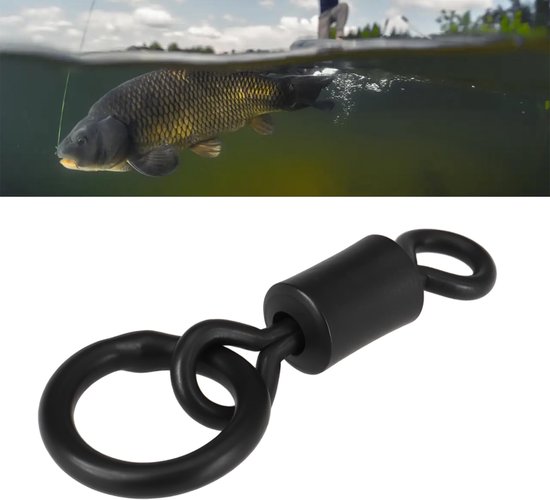 Dailygoods- Swivel Connector 20 Stuks - Roestvrij Staal - Figuur Acht Ring - Karper Vissen - Vissen in Ondiep Water - Afmetingen 16x5,7x2,5 mm - Visconnector — afbeelding 3