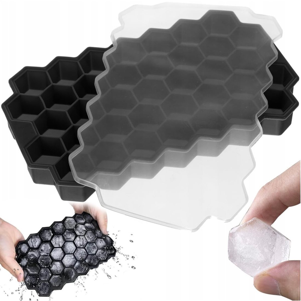 Dailygoods- IJsblokjesvorm met Deksel - Siliconen - Stapelbaar - Geschikt voor Babyvoeding - Flexibel - Temperatuurbereik -40 tot 240 °C - Ijsvorm