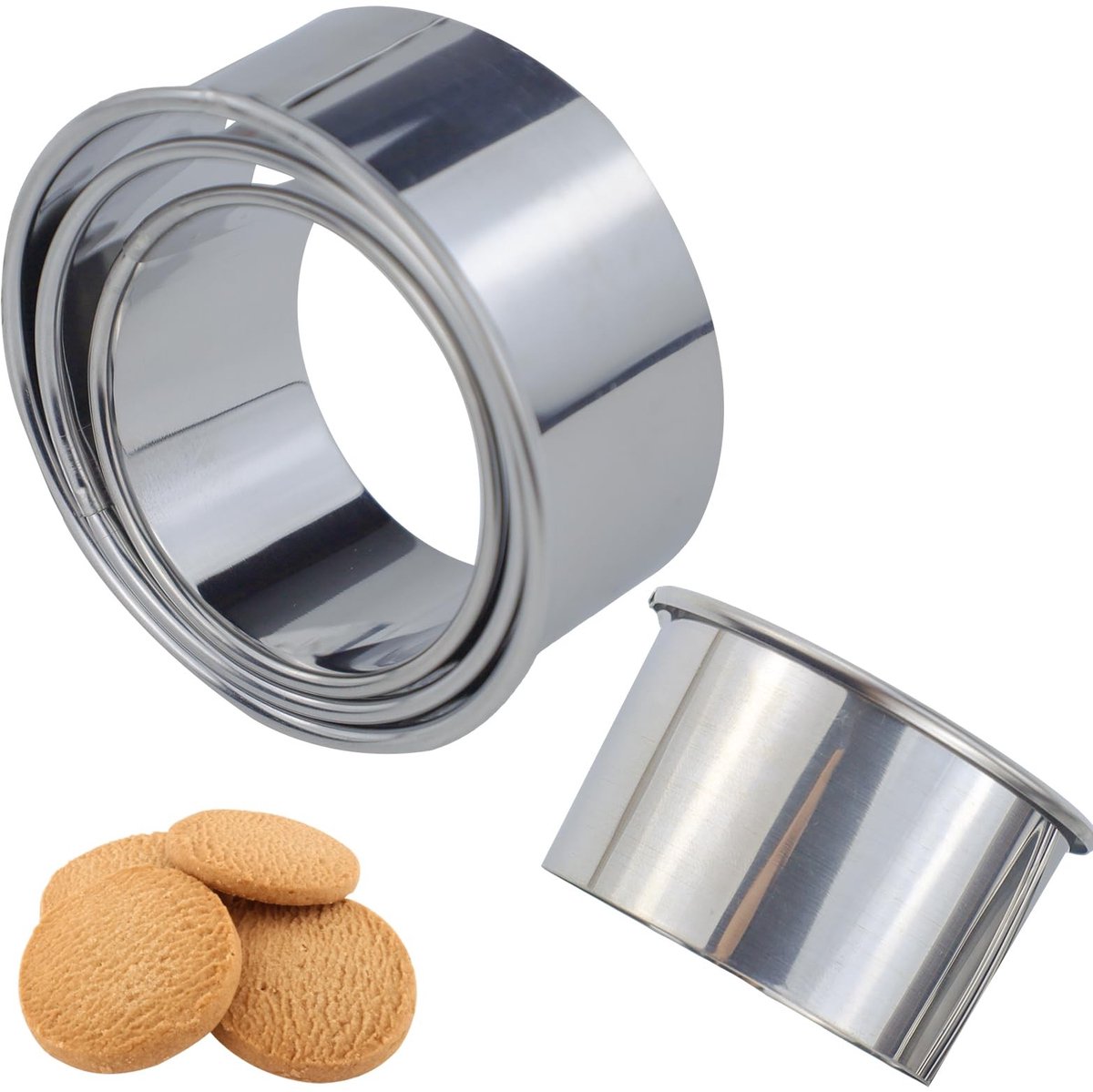 Dailygoods- Koekjessnijder Set van 4 - Ronde Uitsteekvormen - Roestvrij Staal - 3 Maten - Gebruiksvriendelijk - Eenvoudig Schoon te Maken - Uitsteekvorm