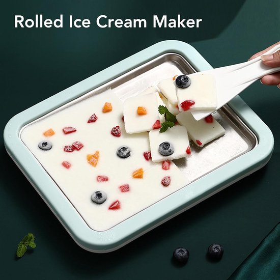 Rolled Ijsmachine - DIY Dessert Maker - Zelfgemaakte Desserts Maken - Handmatig Niet-elektrisch - 26x21x3.5cm - Zilver — afbeelding 2