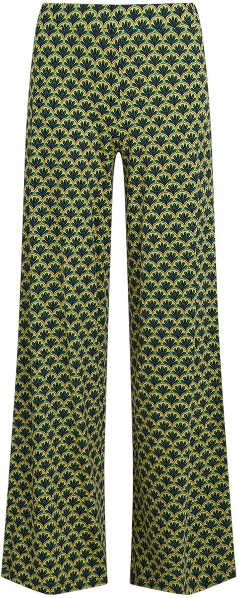 Dailygoods- Uitlopende Broek - Damesbroek met Elastische Tailleband - Stretchcomfort - Normale Taillehoogte - Grafisch Patroon - Flatterende Pasvorm