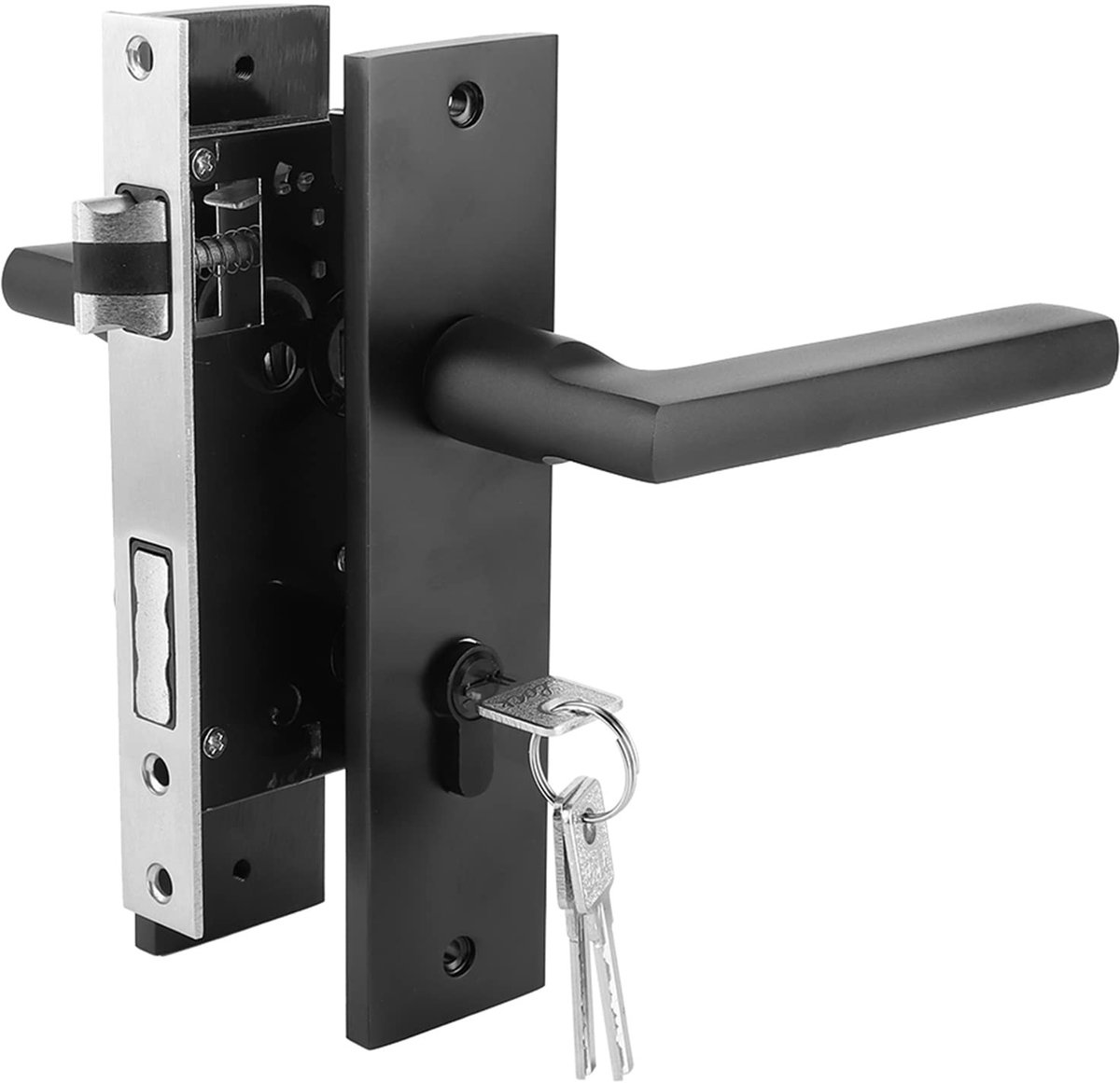 Dailygoods- Deurslot Slaapkamer - Antibotsing/Demping - Deurklink Vergrendeling - Houten Deuren - Zwart - Space Aluminium - Kamerdeurslot