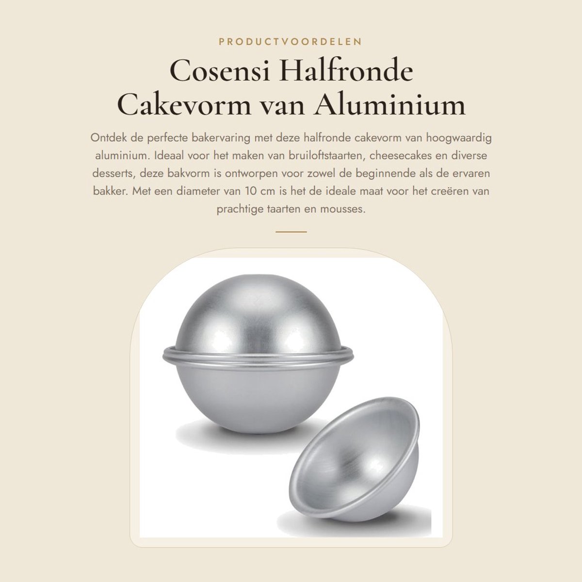 Dailygoods- Cakevorm Halfrond 10 cm - Aluminium - Professionele Bakvorm - Geschikt voor Taarten - Vaatwasserbestendig - Gelijkmatig Koken - Taartvorm
