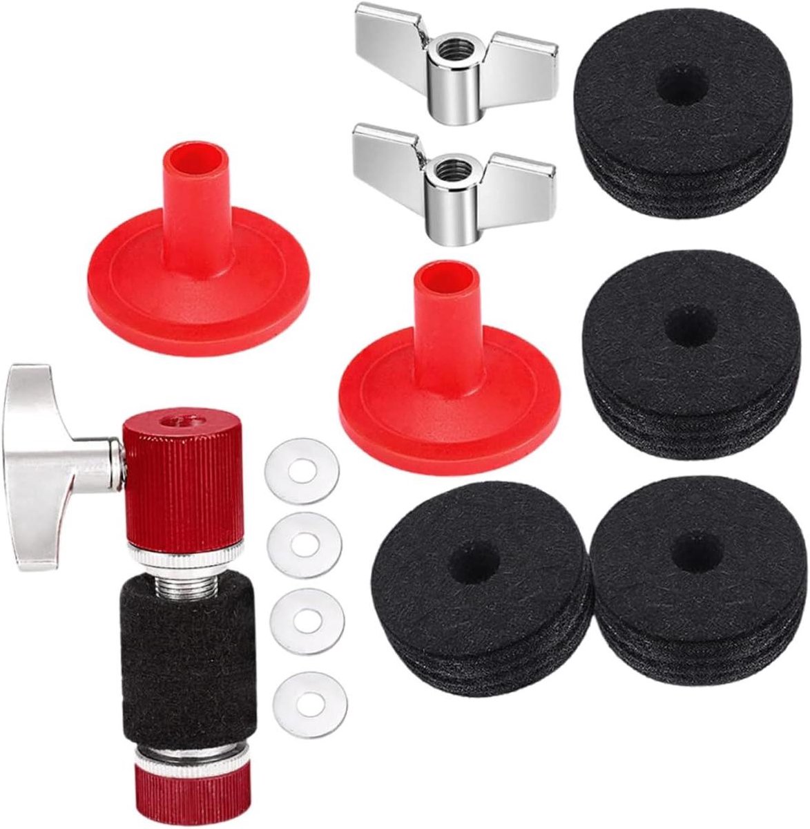 Drum Vilt Set - Bekken Accessoires - Drumstel Beschermen - Metaal en Vilt Materiaal