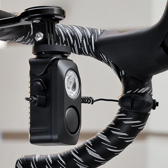 Fietslicht met Claxon - Fietslamp Voorlicht - Veilig Fietsen - 1800 mAh Batterij - 360 Lumen - Zwart — afbeelding 2