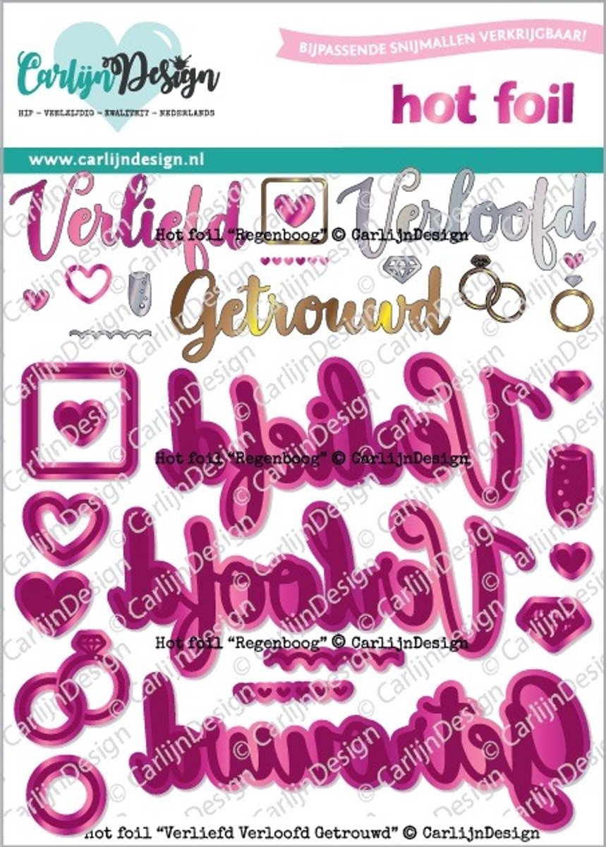 Hot foil Verliefd verloofd getrouwd