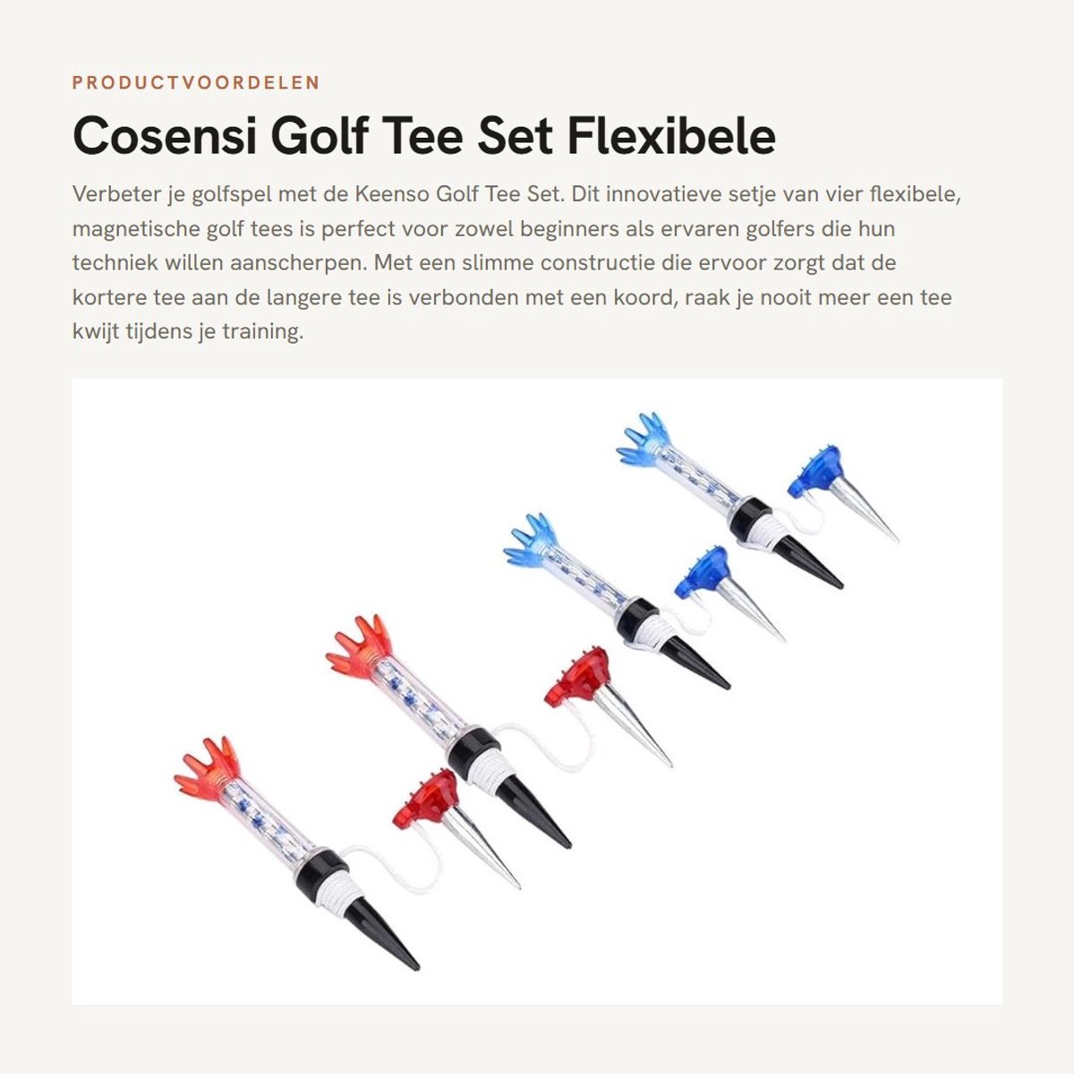 Dailygoods- Golf Tee Set - 4 Stuks - Flexibele Magnetische Golf Tees - Kunststof Golf Tees - Golf Training Accessoires - Lichtgewicht 50 g - Golfballhouder