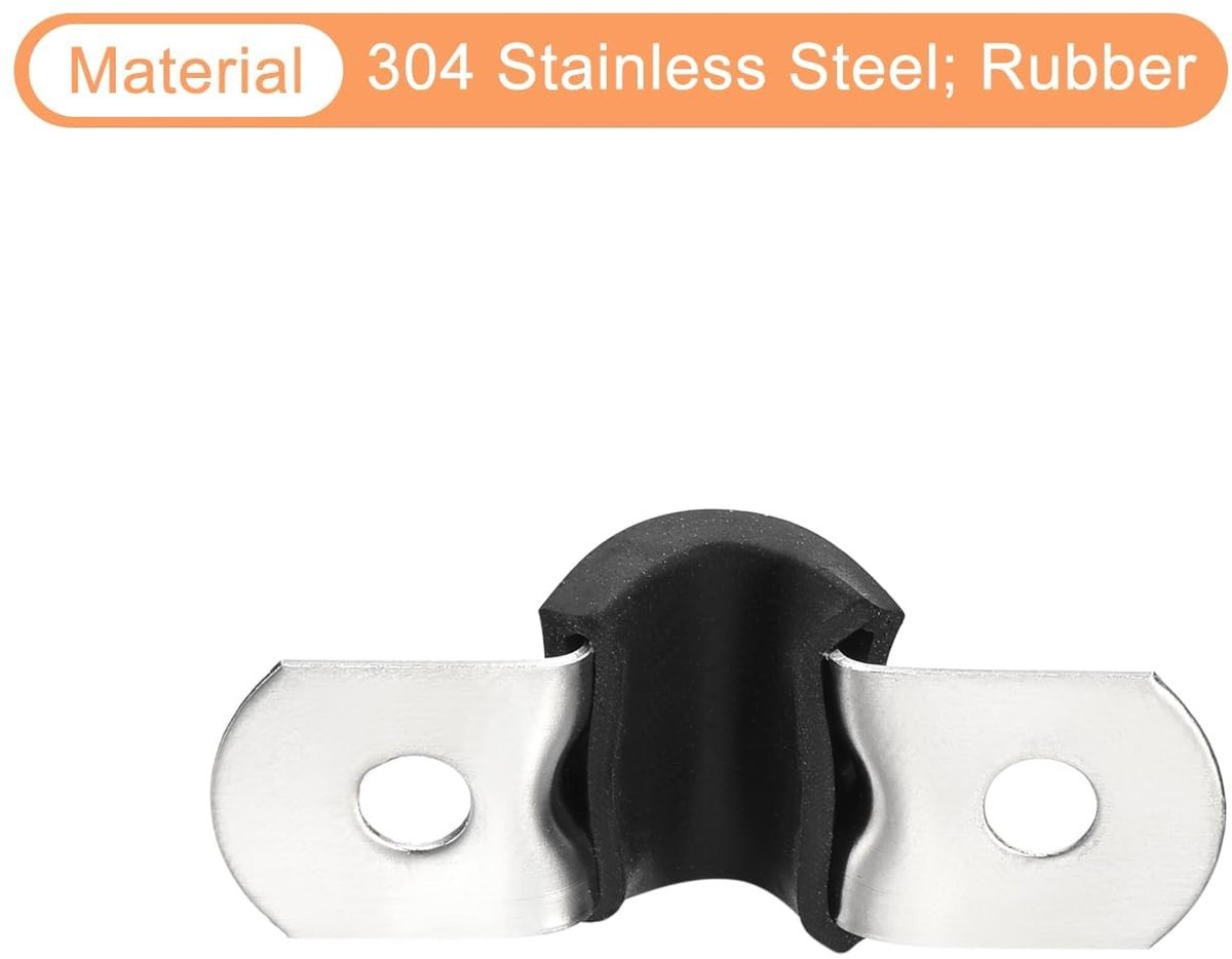 Dailygoods- Kabelklem 30 Stuks - U-vormige Beugel - Roestvrij Staal/Rubber - Duurzaam/Corrosiebestendig - Voor Bevestiging Pijpen - Compact Ontwerp - Slangklem