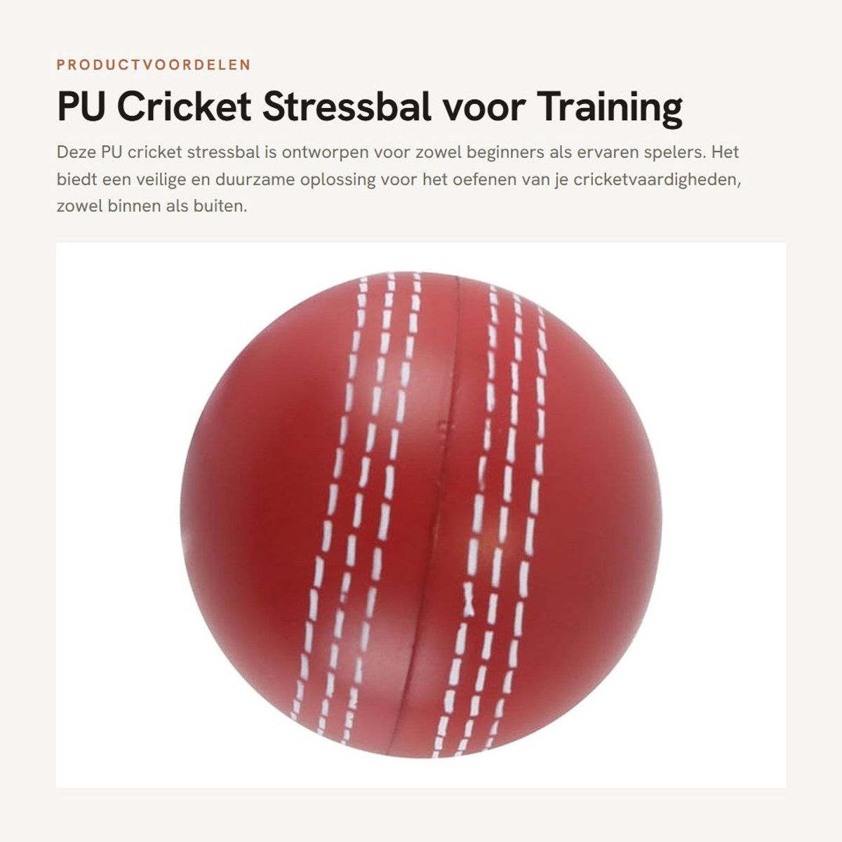 Dailygoods- Cricketbal PU - Oefenbal - Stressbal - Indoor/Outdoor Training - Duurzaam - Zacht en veilig - Traditionele stiksels