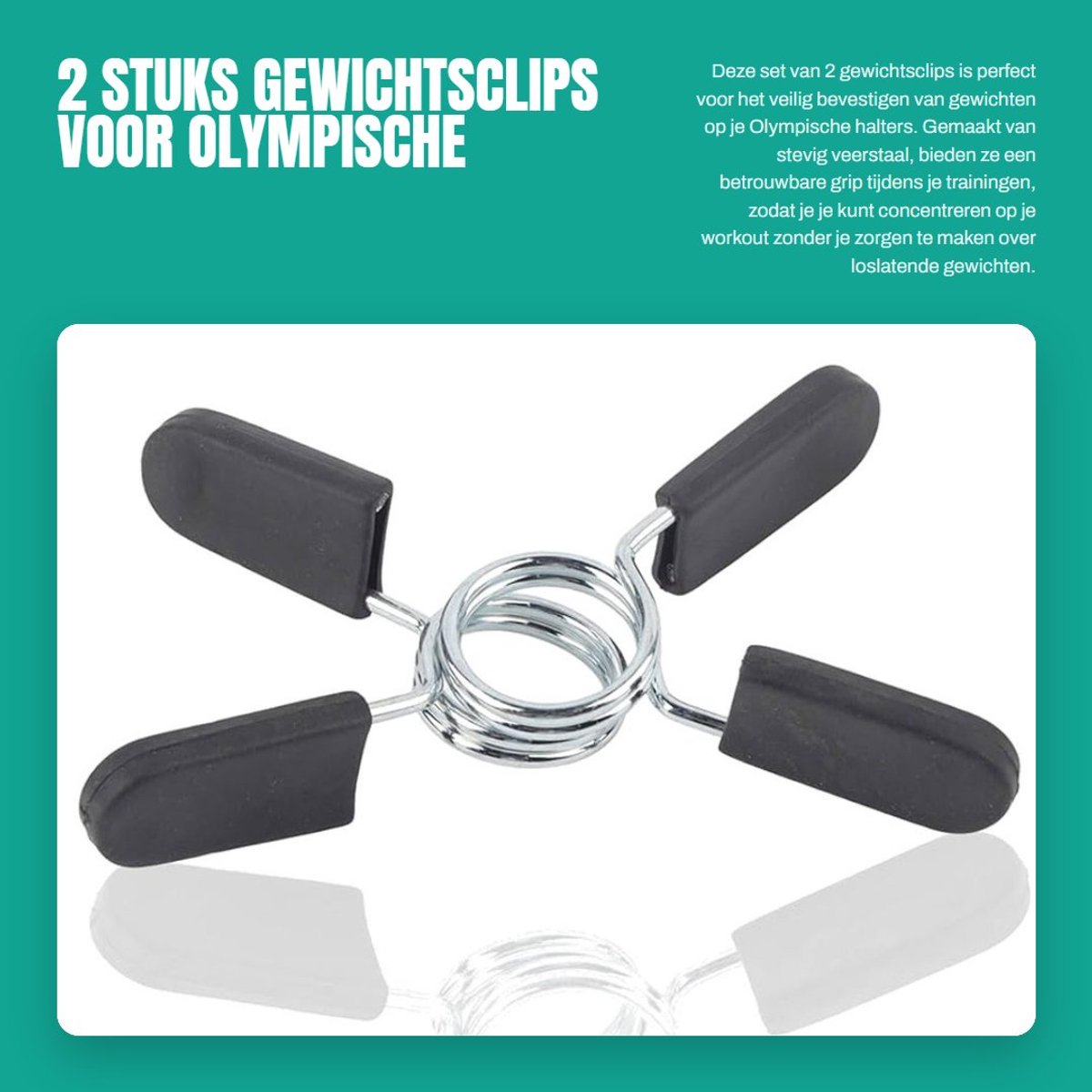 Dailygoods- Gewichtsclips 2 Stuks - Veerstaal Klemmen - Halter Klemmen - Rubber Grip - 25mm Barbell Clips - Schokbestendig en Duurzaam - Halterklemmen
