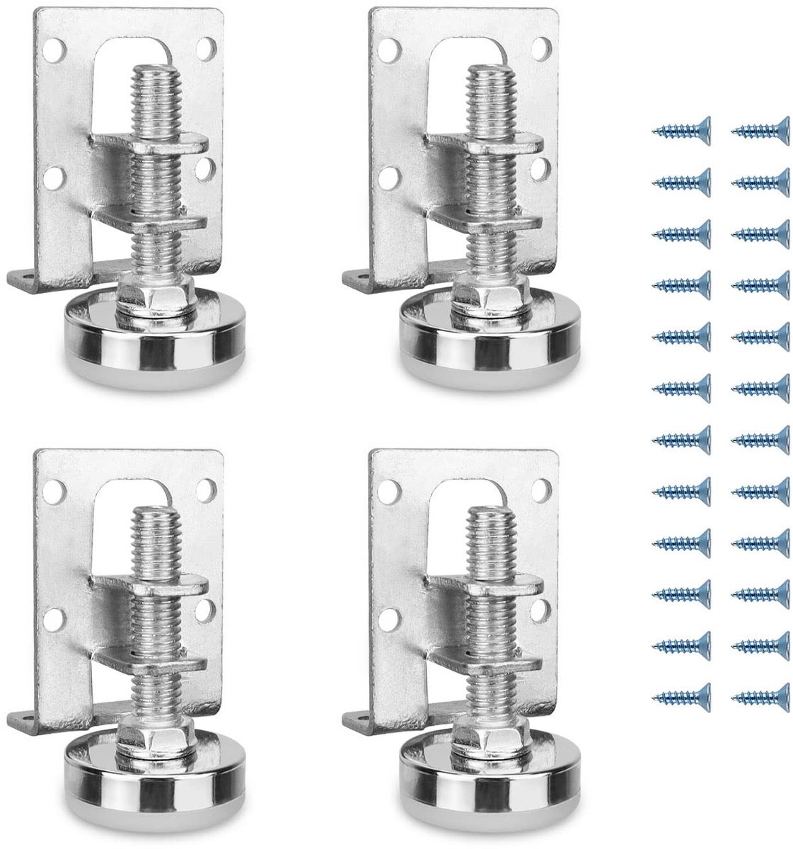 Dailygoods- Meubelpoten Verstelbaar - Meubelpoten Set van 4 - Hoogte 11-27 mm - Koudgewalst Staal - Sterk Draagvermogen - Eenvoudig te Demonteren - Nivelleringspoten
