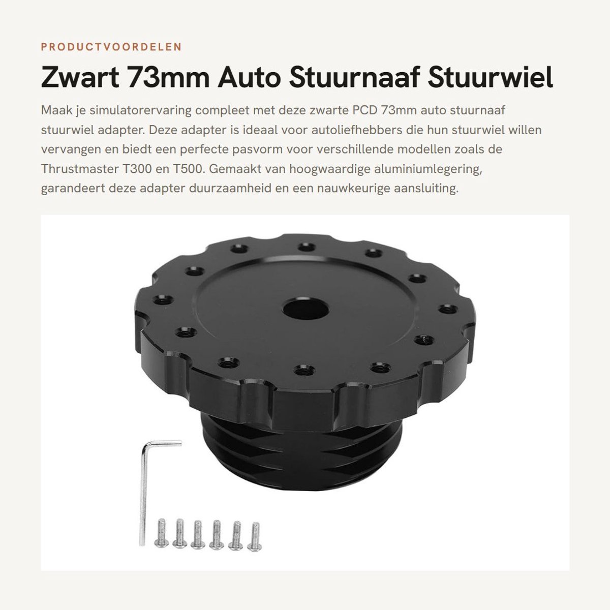 Dailygoods - Zwart 73mm Auto Stuurnaaf Stuurwiel Adapter - Nauwkeurige Vervanging - Aluminium - Stuurwielaccessoire - Geschikt voor Thrustmaster T...