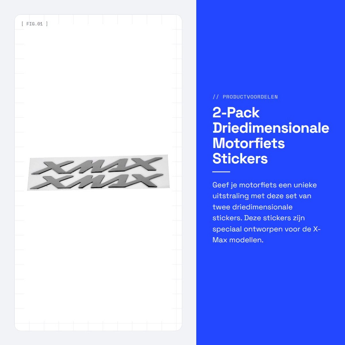 Dailygoods- Driedimensionale Stickers - Flexibel Kunststof - Waterdicht - Motorfiets Sticker - Voor X-MAX/XMAX 125/250/400 - Eenvoudig aan te brengen - Motorfietsstickers