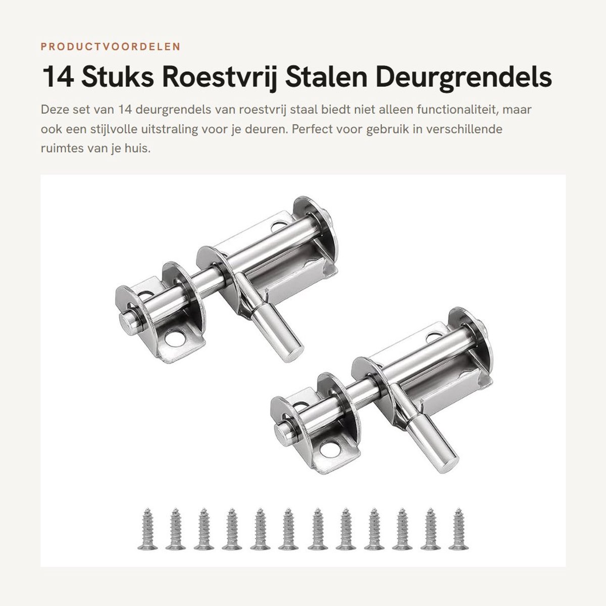 Dailygoods- Deurgrendel 14 Stuks - Schuifgrendel - Boutgrendel - Roestvrij Staal - Mini-Sluitgrendel - Voor Badkamer/Slaapkamer