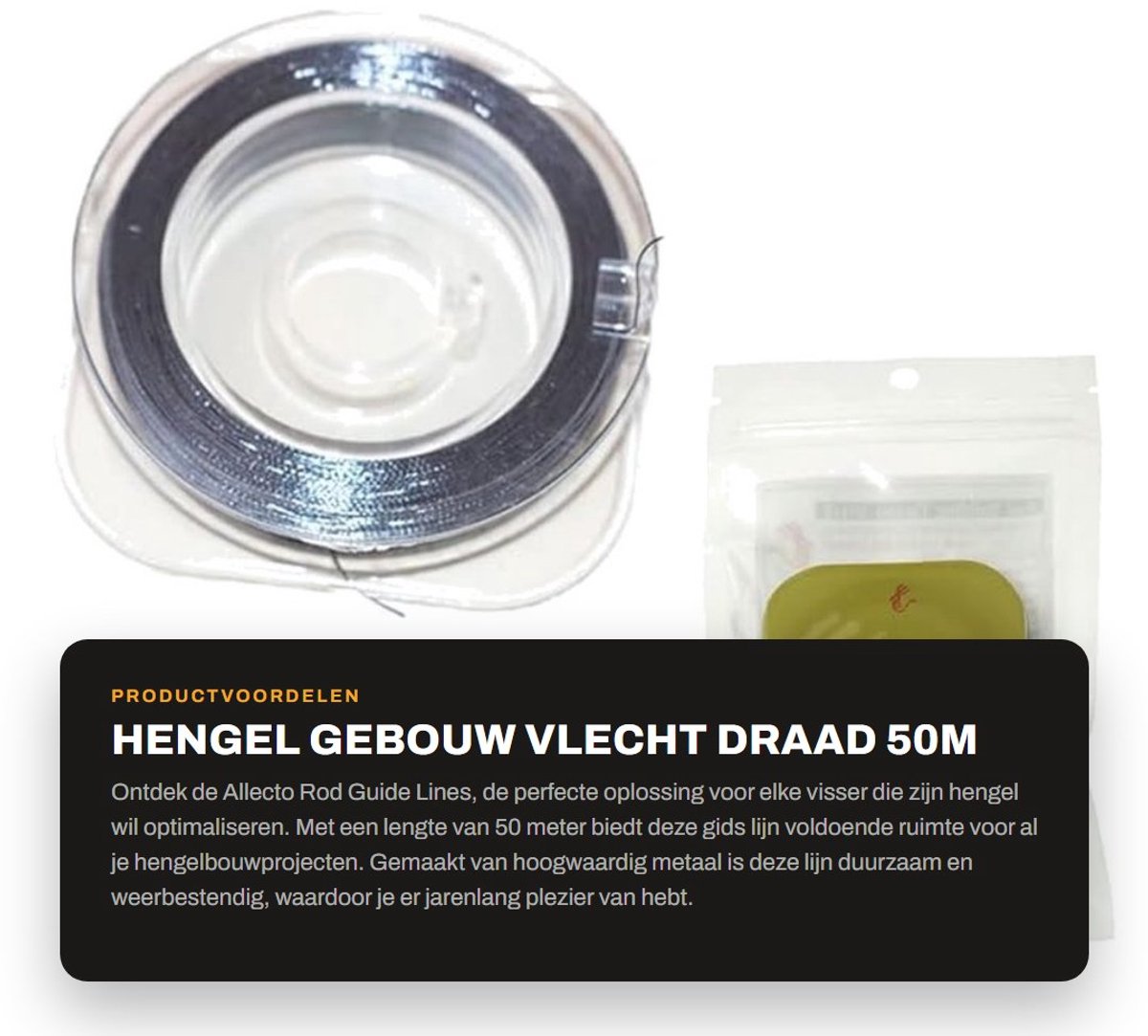 Dailygoods- Hengel Gids Oog - Duurzaam Metaal - 50m Vlechtlijn - Hengel Accessoire - Gids Ring Fix - Weerbestendig - Vislijn