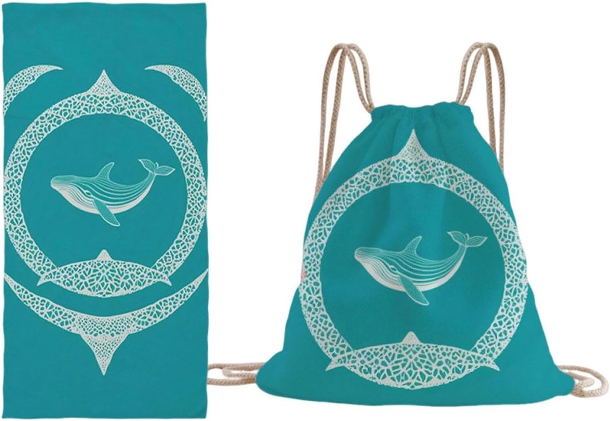 Strandlaken Handdoek Tas - 2-in-1 Absorberend - Buitenactiviteiten - Sneldrogend Katoen - 