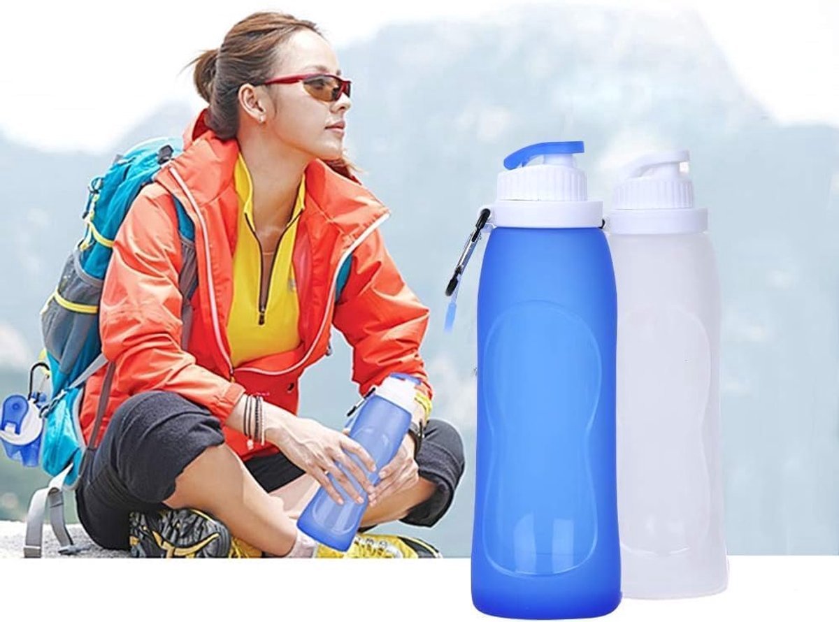 2 Stuks - 500 Ml - Drinkfles - Met Karabijnhaak - Waterzak - Duurzaam - Siliconen - Opvouwbaar - Bpa Vrij - Geschikt Voor Sportschool, Yoga, Hardlopen, Sporten, Fietsen - Blauw, Transparant — cadeau in Sport & Outdoor - foto 8