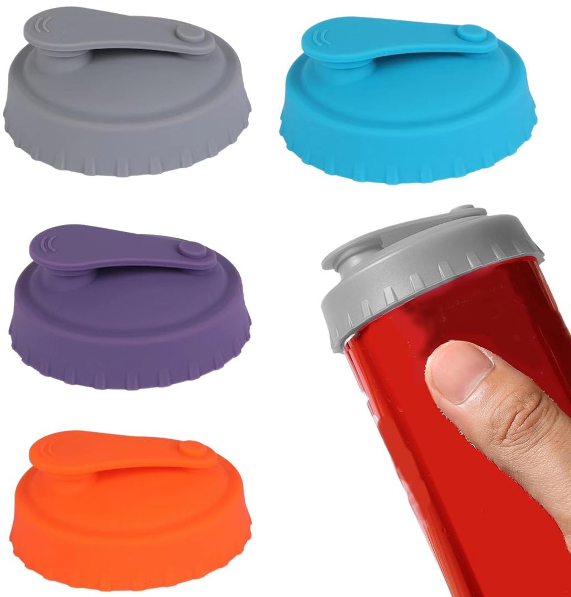 Dailygoods- Blikdeksel Set van 4 - Herbruikbaar Siliconen - Drink Can Deksel - Voorkomt Gemorste Dranken - Geschikt voor Standaard Blikjes - Eenvoudig te Reinigen - Drankdeksel
