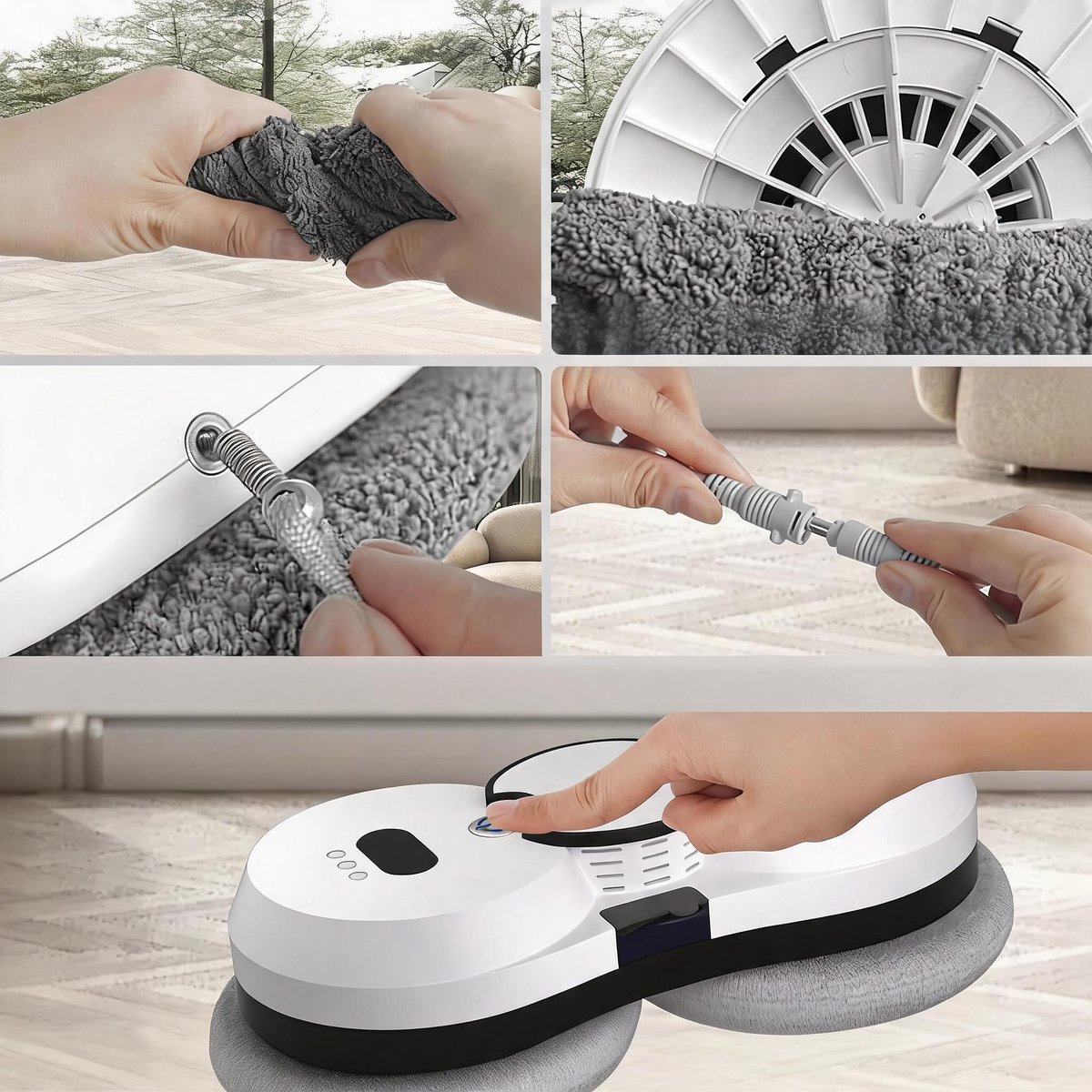 Raamrobot - Robot Glazenwasser - Ramenwasser - Automatische Sproei - 5600Pa Zuignap - Intelligente Planning - Valbeveiliging - Voor Hoge Ramen & Gladde Oppervlakken thumbnail 5