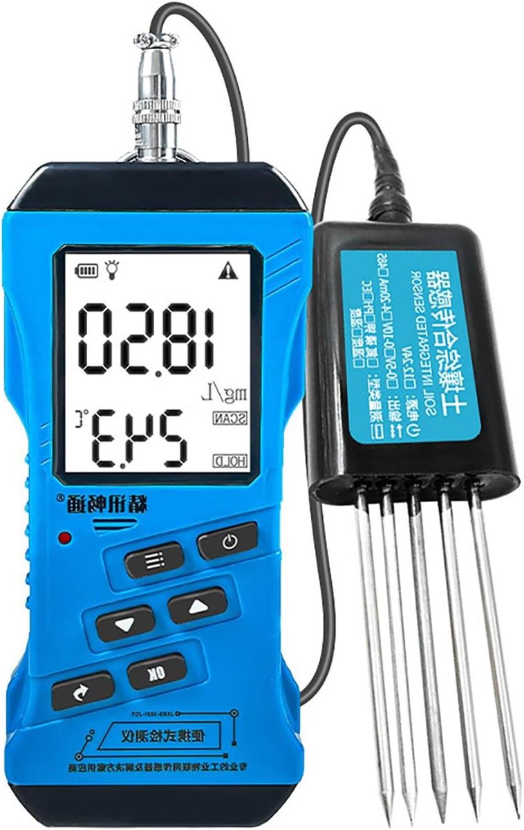 Bodemtester 7-in-1 - Grondmeter pH Vocht - Planten Verzorgen - Uitgebreide Bodemanalyse - NPK Vocht Temperatuur - Zwart